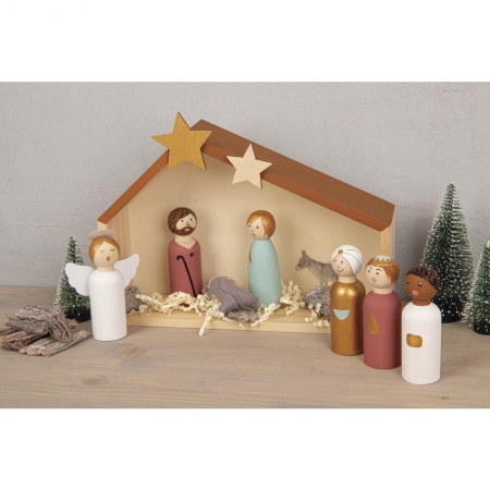 Stajenka betlejemska szopka bożonarodzeniowa DIY z drewnianymi pionkami do malowania