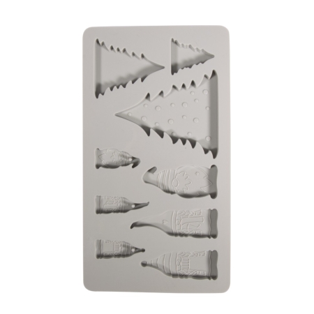 Forma silikonowa do odlewów, Krasnale, choinki, zawieszki marki Rayher idealna do gipsu modelarskiego betonu kreatywnego