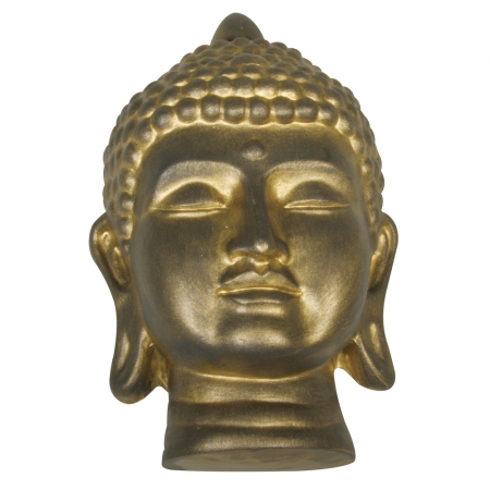 Odlew gipsowy głowa Buddy wykonany w formie odlewniczej pomalowany farbą metaliczną ozdobi salę Jogi lub salę do medytac