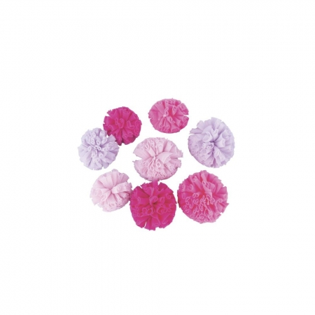 pompony tiulowe, odcienie różu 4-5 cm, pompony tiulowe zestaw