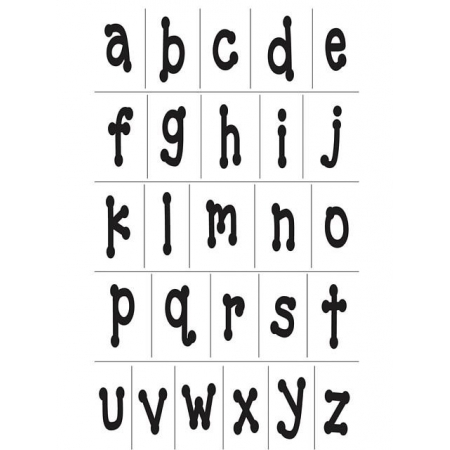 Stemple silikonowe alfabet abc małe litery do ułożenia na bloczku akrylowym i tworzenia napisów dekoracyjnych na kartkac
