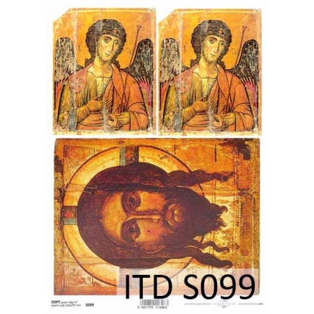 papier decoupage ikony religijne jezus i anioł