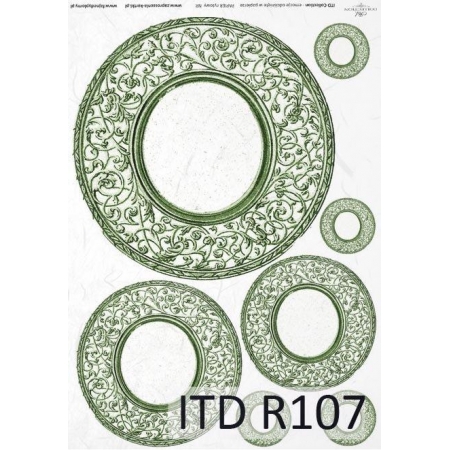 papier ryżowy do decoupage,ornamenty roślinne na talerzach, ITD-R107, made in Poland