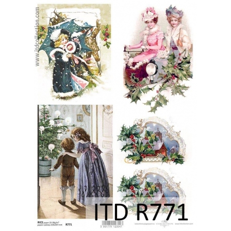 papier decoupage, ryżowy, motywy świąteczne, itd R0771, made in Poland