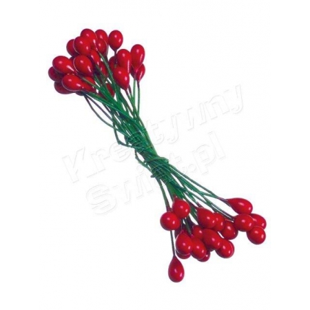 Pręciki / Jagody ostrokrzewu, 7 cm, czerwone, ok. 72 łodygi [51-220-18]-1