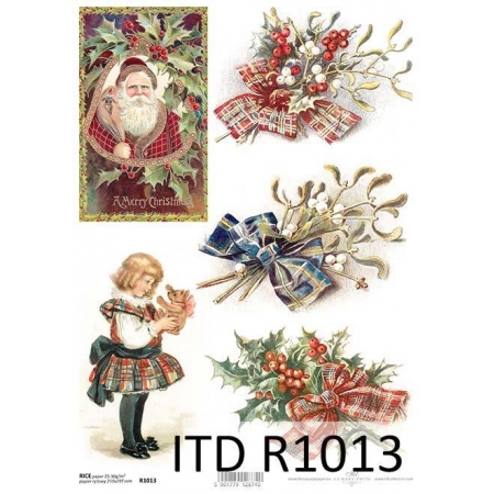 papier ryżowy do decoupage, bożonarodzeniowe, stroiki świąteczne, ITD-R1013, made in Poland