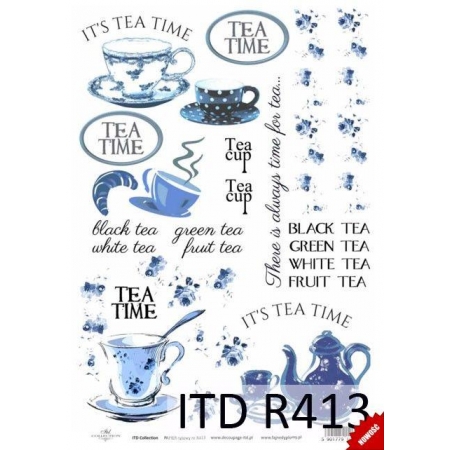 ryżówka niebieskie motywy herbaciane filiżanki czas na herbatę
