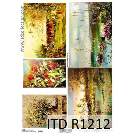 wiejska chata widoki pola łąki papiery do decoupage
