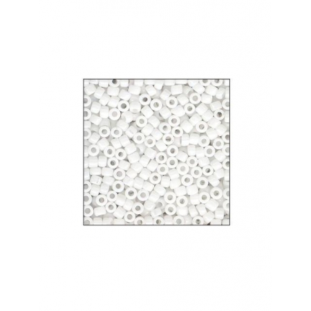 Koraliki Miyuki Delica-Rocailles, 2,2 mm, śnieżna biel, matowe, op. 115g [14-774-100]-1