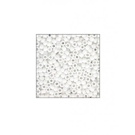 Koraliki Miyuki Delica-Rocailles, 2,2 mm, śnieżna biel, matowe, op. 115g [14-774-100]-1