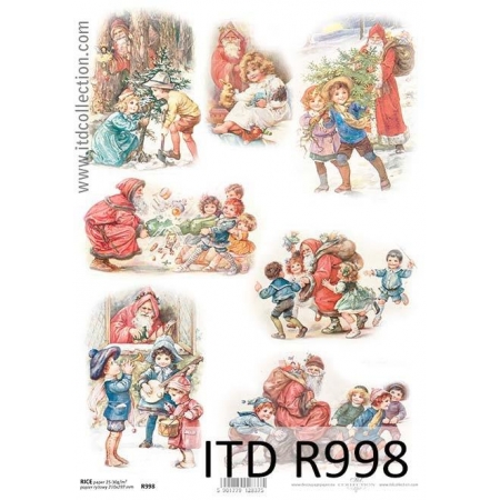 papier decoupage, ryżowy, bożonarodzeniowe, muzykanci, Mikołaje, itd r0998, made in Poland