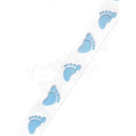 tasiemka z organzy stopy dziecka niebieskie