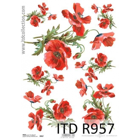 ryżówka czerwone maki papier decoupage
