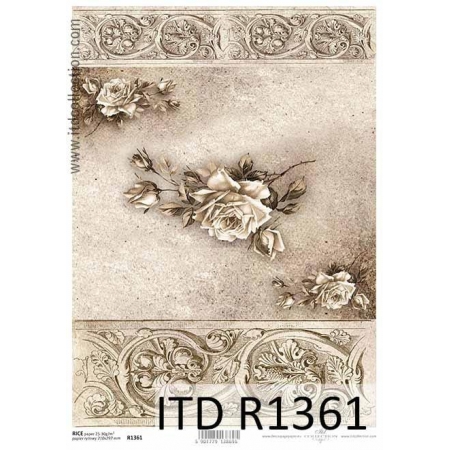 ryżówka papier dekoracyjny róża marmur retro ornamenty