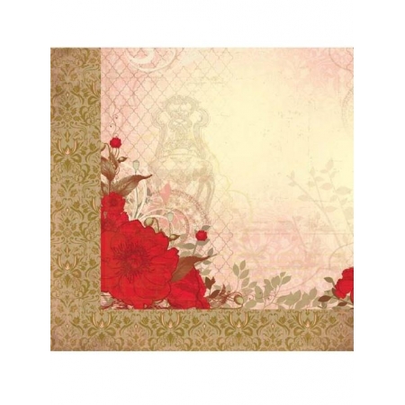 papier scrapbooking czerwony kwiat ornamenty retro
