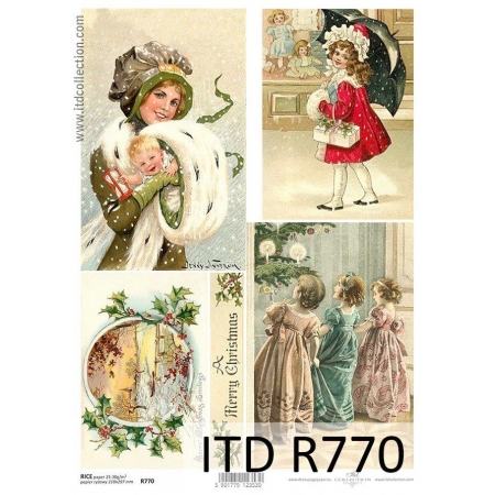 papier decoupage, ryżowy, świąteczne dekorowanie, itd R0770, made in Poland