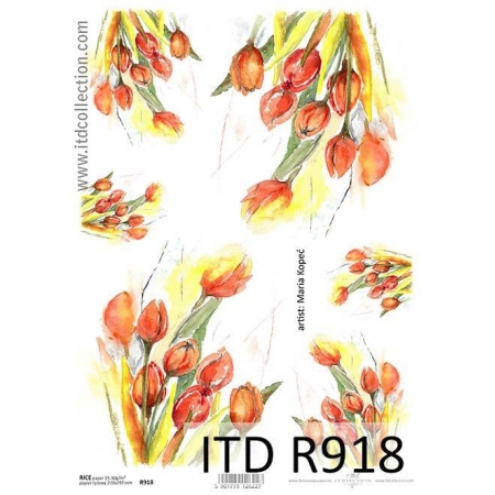 ryżówka papier do decupage tulipany bukiet tulipanów