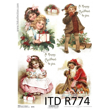 papier decoupage, ryżowy, motywy świąteczne, dzieci, prezenty, itd r0774, made in Poland