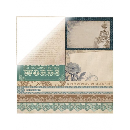 retro papier do scrapu dama kwiaty ornamenty