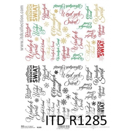 papier ryżowy do decoupage, Boże Narodzenie, wesołych świąt, ITD-R1285, made in Poland