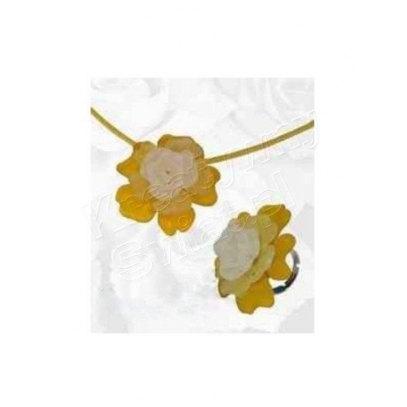 zestaw biżuterii florabella do składania żółte pierścionek i wisiorek
