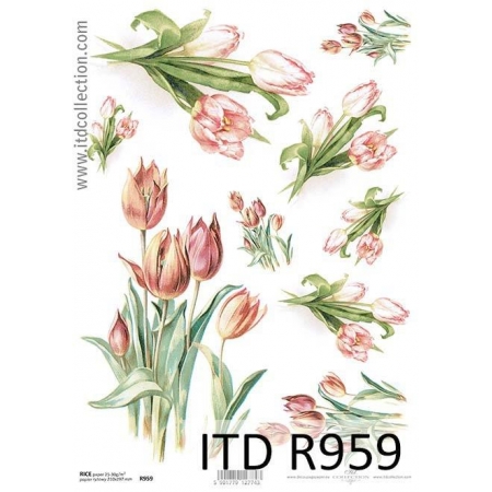 ryżówka papier do decoupage tulipany w bukiecie