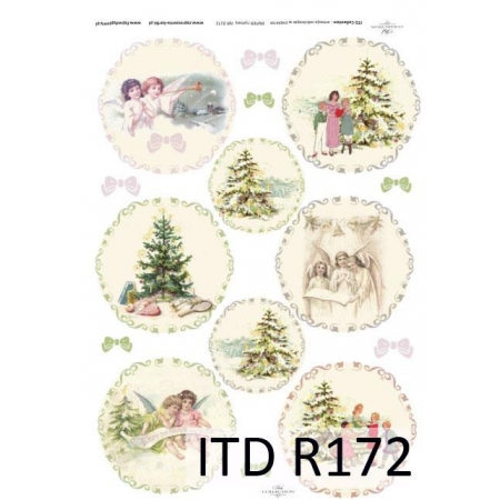 papier decoupage, papier świąteczny, bombki