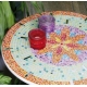 Mozaika lustrzana 1x1 cm w połączeniu z mozaiką plastikową jako efektowna dekoracja stolika ogrodowego