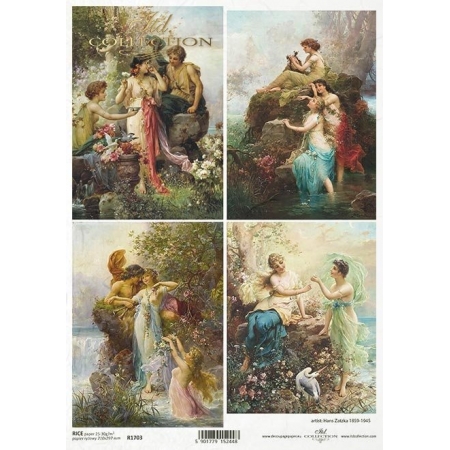 Papier ryżowry decoupage, malarstwo, hans zatzka, kobiety,  A4, itd collection