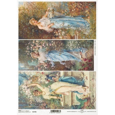 Papier ryżowry decoupage, malarstwo, hans zatzka, wiosna,  A4, itd collection