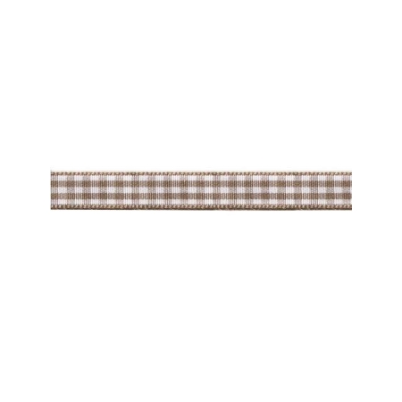 Wstążka dekoracyjna, wstążka w kratkę, biało-brązowa, 6 mm doskonała do pakowania prezentów oraz w cardmakingu