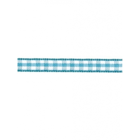 Wstążka dekoracyjna wstążka w kratkę biało-turkusowa 6 mm doskonała w cardmakingu