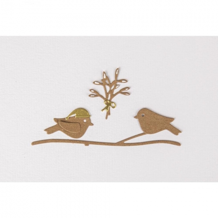 Wykrojnik Boże Narodzenie zimowe ptaki ozdobi świąteczne kartki z życzeniami oraz ładne stroiki bożonarodzeniowe