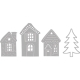 Wykrojnik scrapbooking Zimowe domki choinka idealny do kartek z życzeniami na Boże Narodzenie